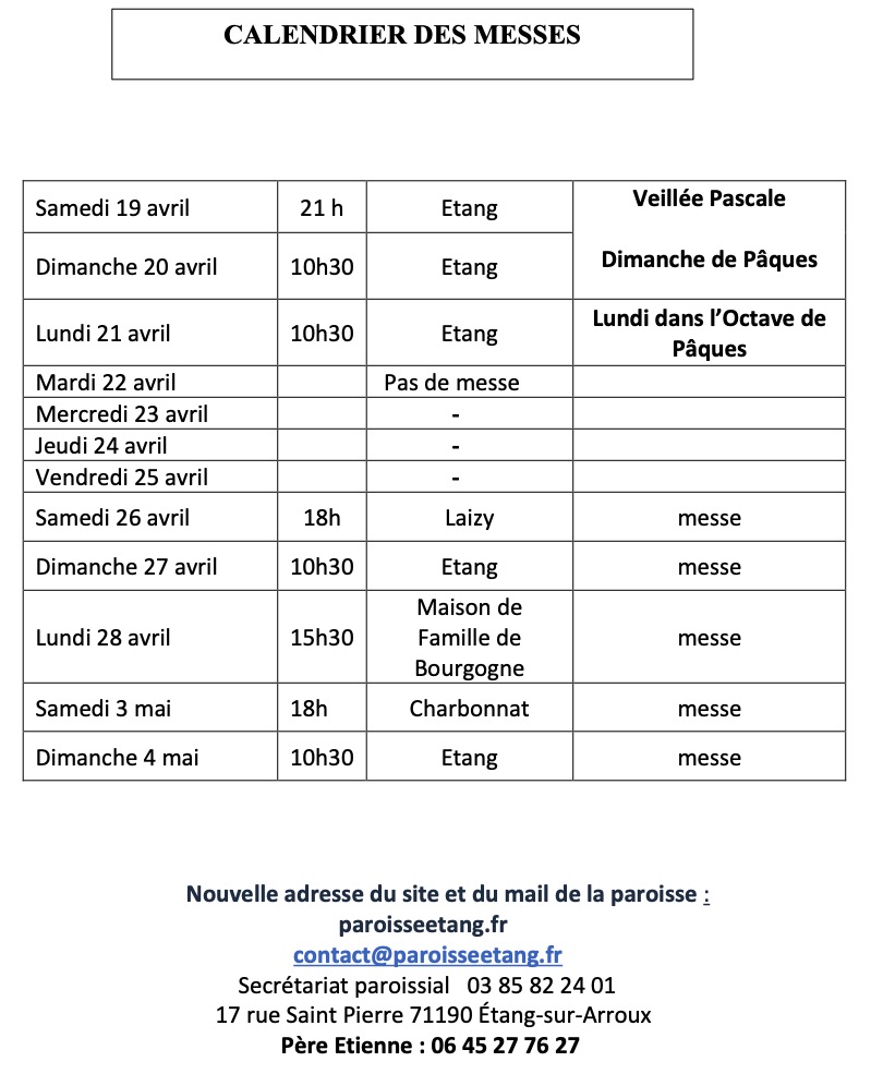 calendrier 20.04.2025