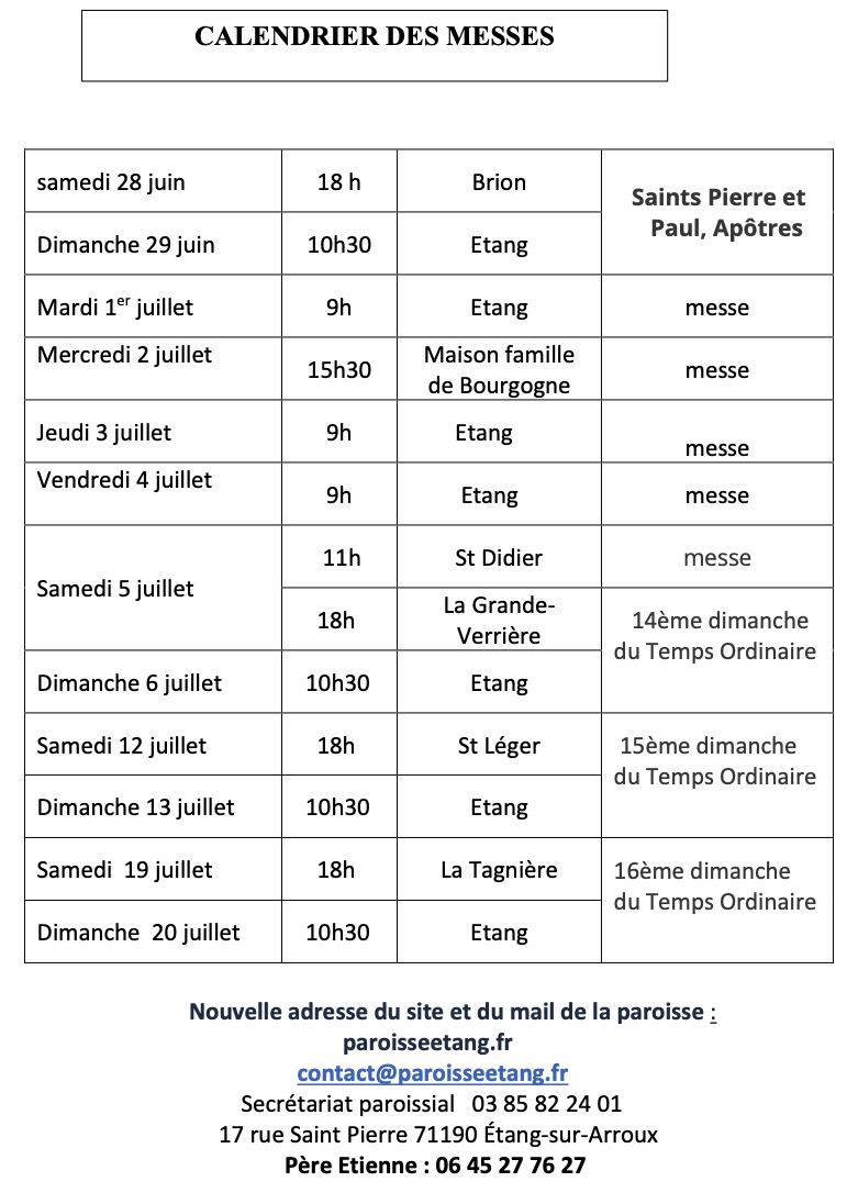calendrier 29.06.25