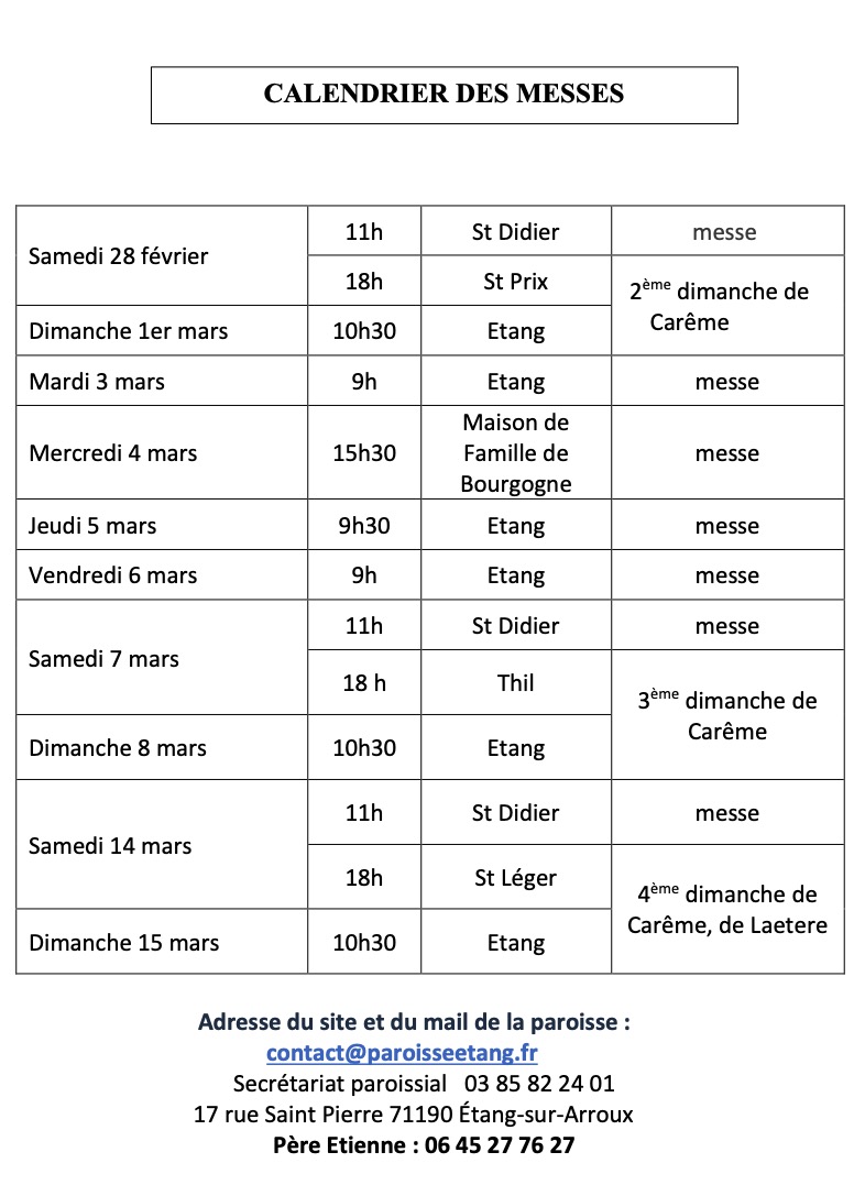 calendrier 01.03.2026