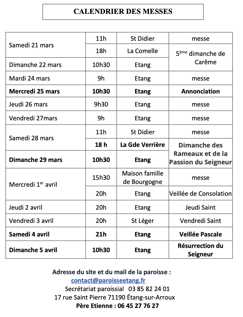 calendrier 22.03.2026