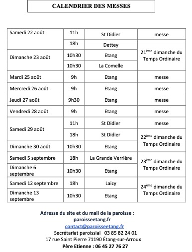 calendrier 23 août 2026