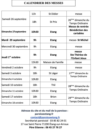 calendrier 27 septembre 2026